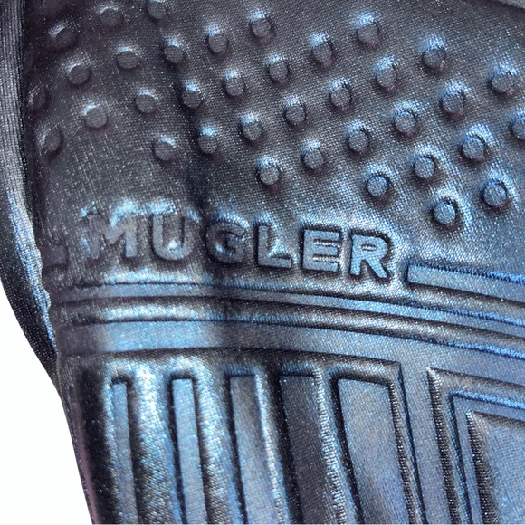 Mugler Shiny Embossed Black Legging Pant Size 40 - Picture 8 of 11